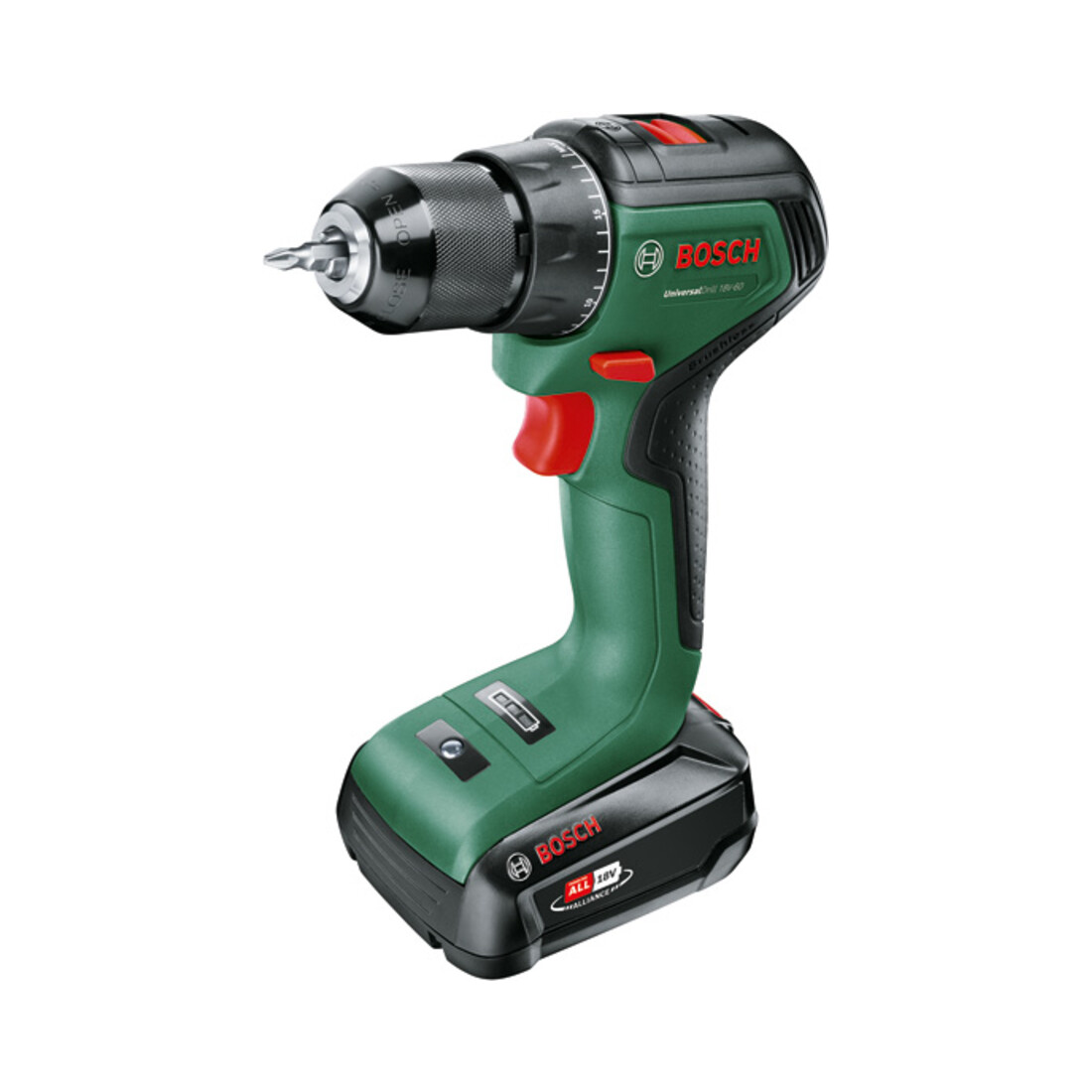 Bosch Akku-Zweigang-Bohrschrauber UniversalDrill 18V-60: 1 Akkupack PBA 18V 2