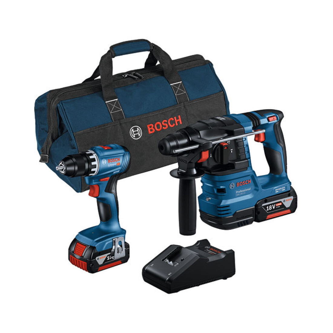 Bosch Combo Kit 2-tlg. 18V: GSR 18V-45 + GBH 18V-22 + 2 x Akku 4.0Ah