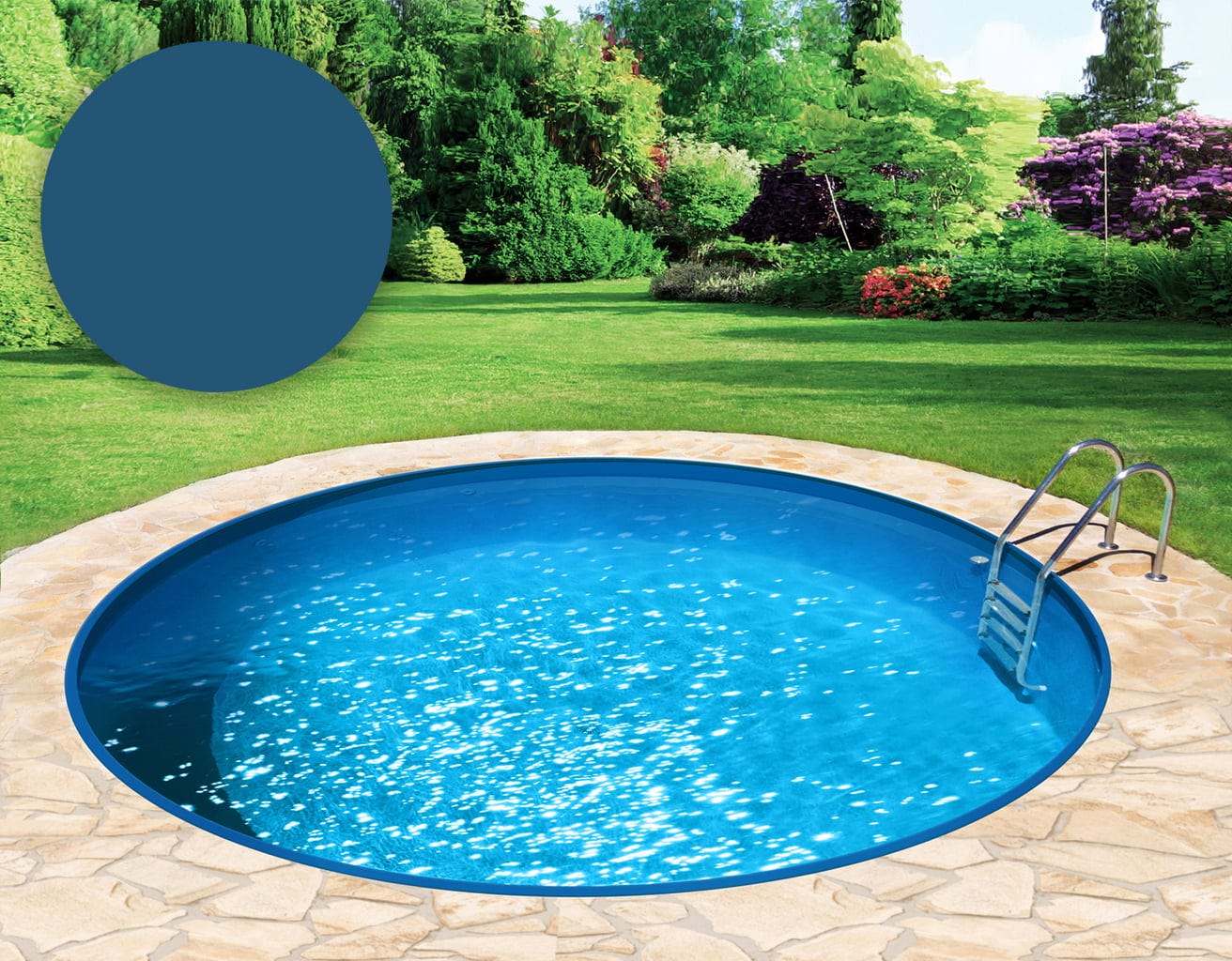 Poolfolie Rund Ø 400 x 135 cm - Adriablau