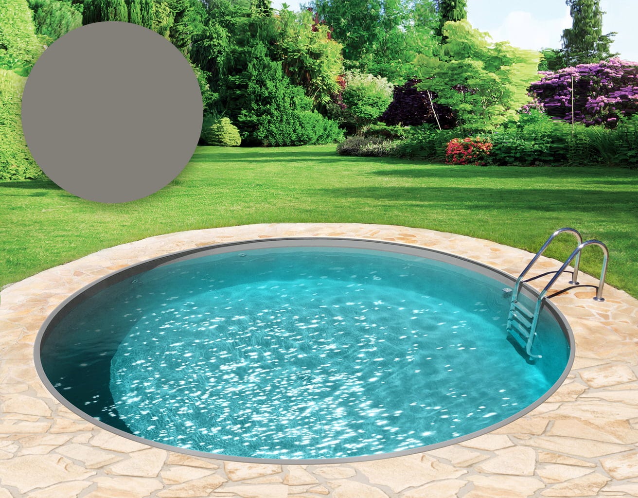 BWT Poolfolie Rund Ø 600 x 120 cm - Grau