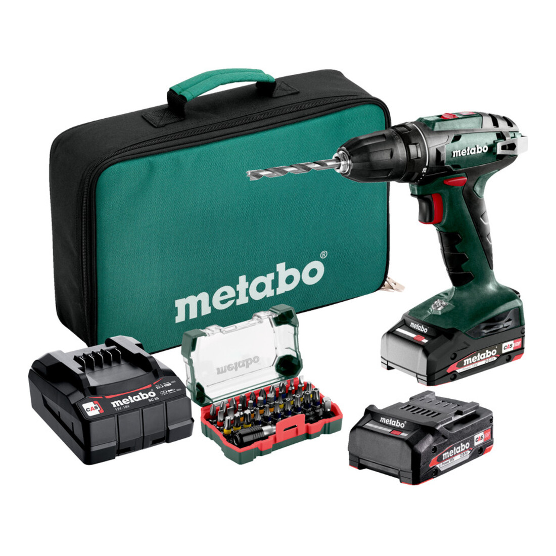 Metabo Akku-Bohrschrauber BS 18 Set (602207930) mit Bit-Box SP (32-teilig)