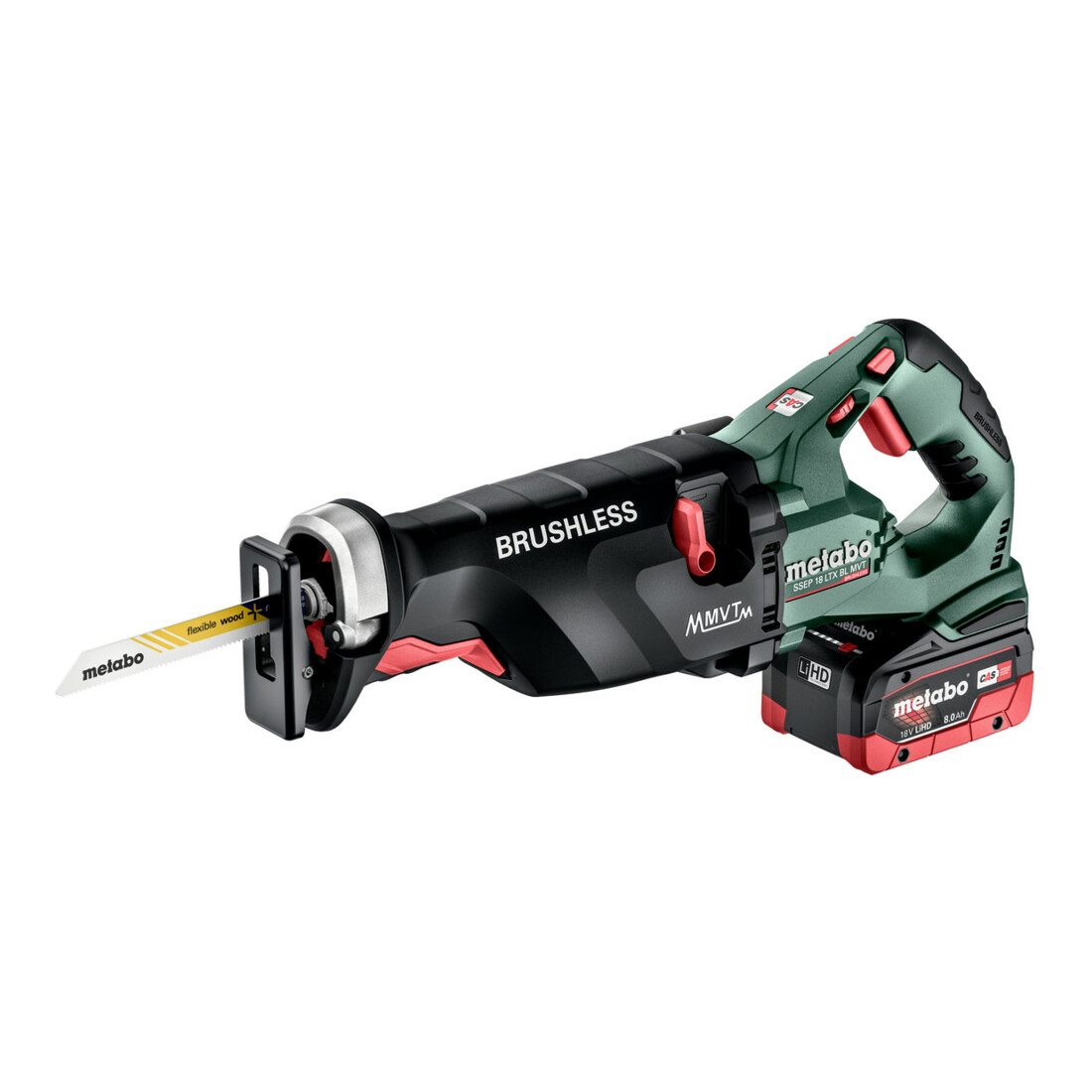 Metabo Akku-Säbelsäge SSEP 18 LTX BL MVT metaBOX 165 L; 18V 2x8Ah LiHD + ASC 145