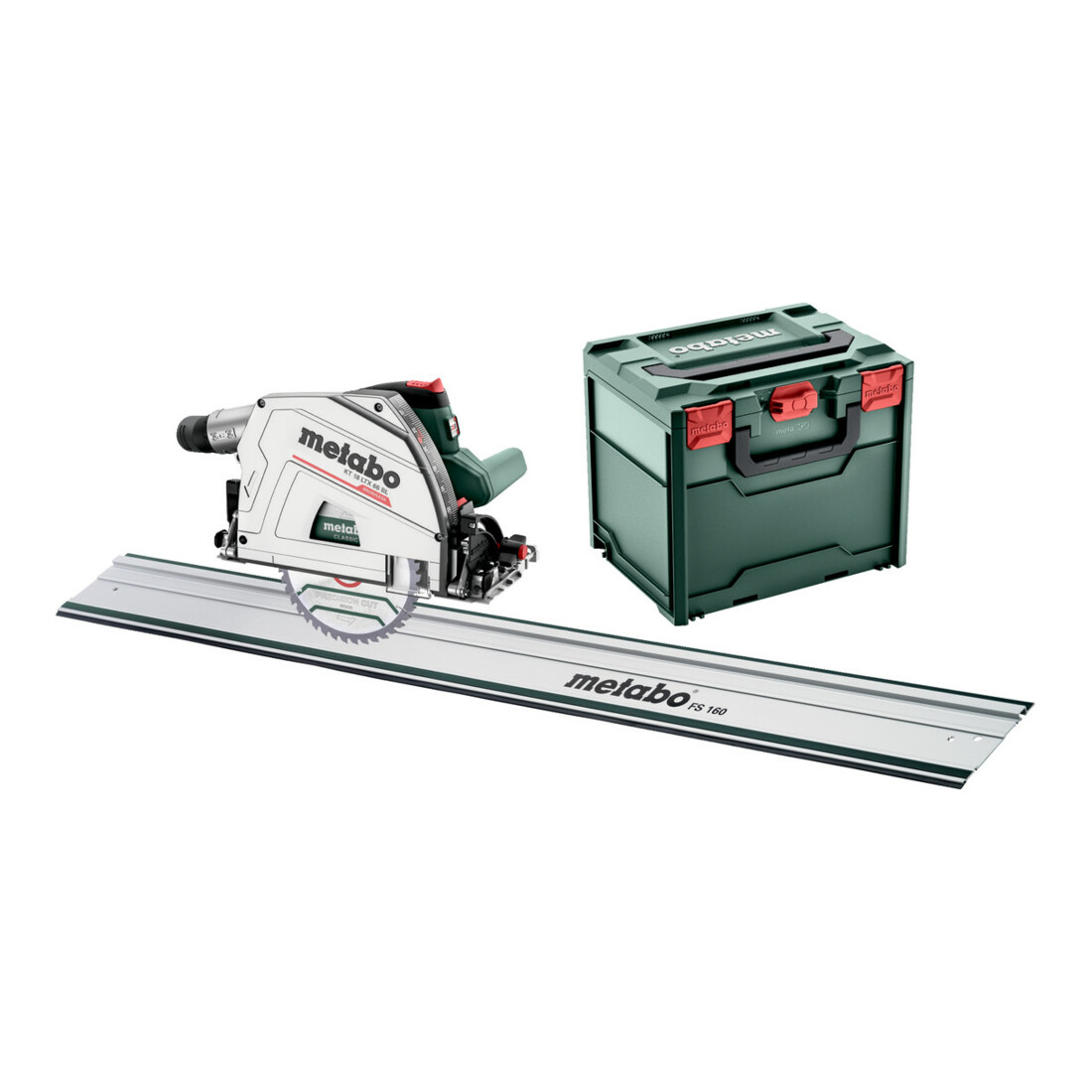 Metabo Akku-Tauchkreissäge KT 18 LTX 66 BL Set mit Führungsschiene FS 160; metaBOX 340