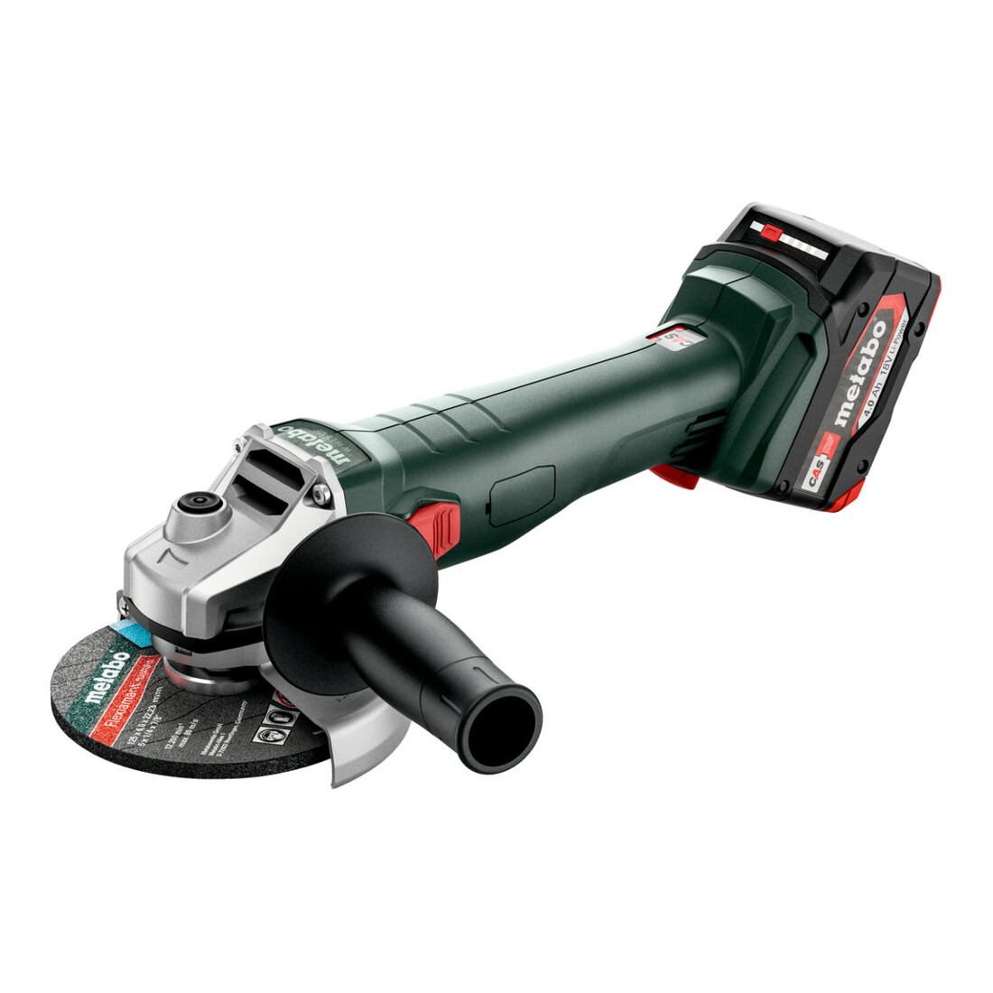 Metabo Akku-Winkelschleifer W 18 L 9-125 metaBOX 165 L; 18V 2x4Ah Li-Power + ASC 55