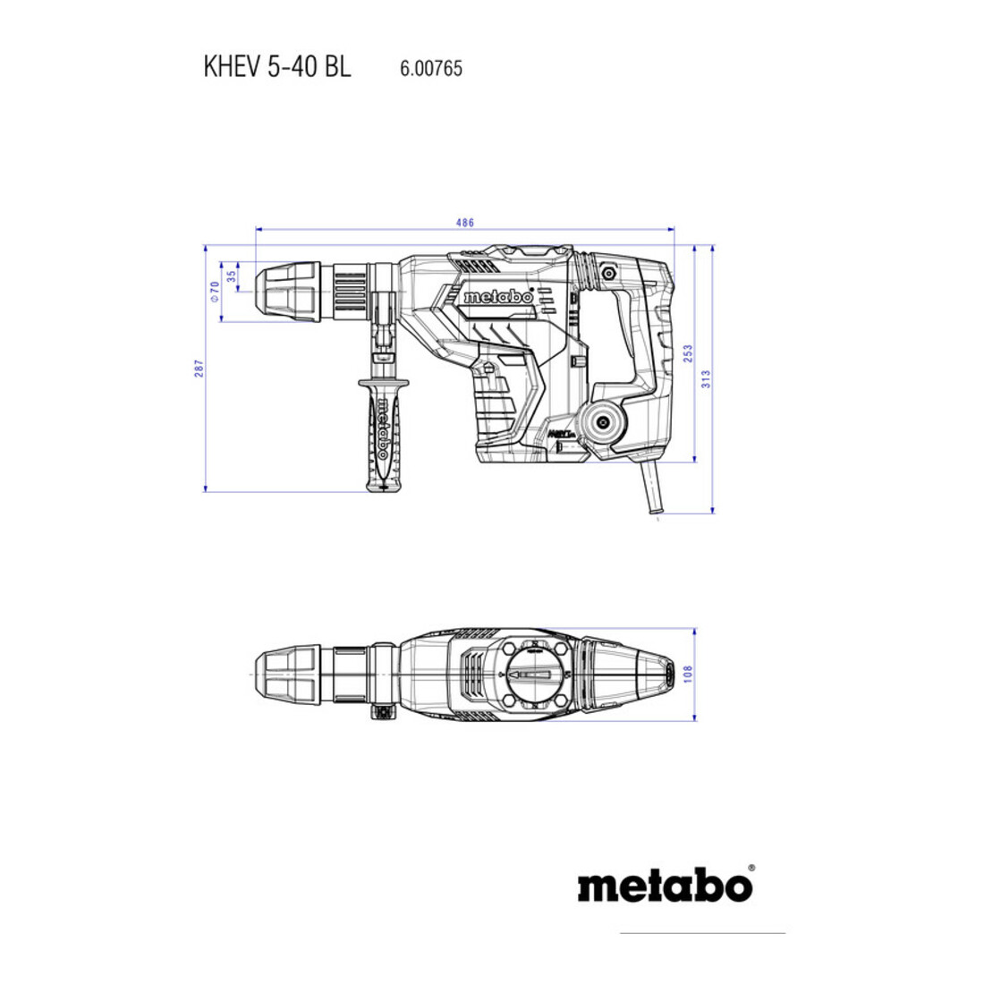 Metabo Kombihammer KHEV 5-40 BL Kunststoffkoffer – Bild 4